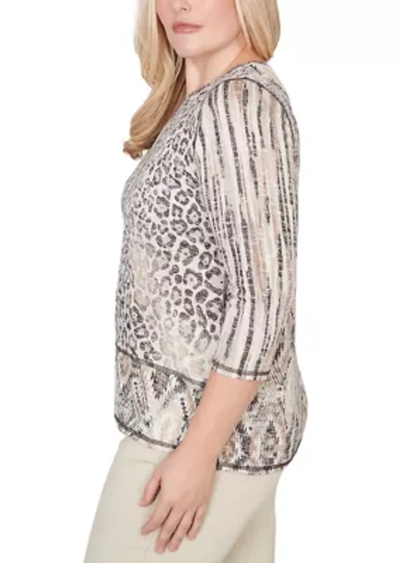 Women's Detail Driven Spliced Aztec Skin Top