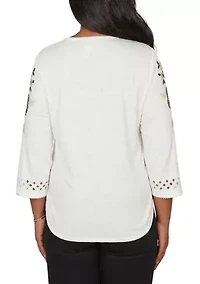 Women's Detail Driven Embroidered Floral Texture Top