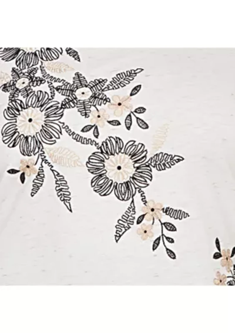 Women's Detail Driven Embroidered Floral Texture Top