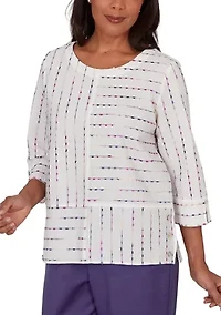 Women's Grand Bazaar Spliced Eyelash Texture Top