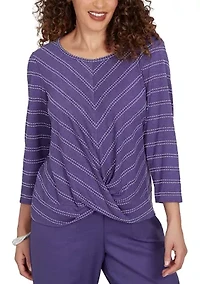 Women's Bazaar Mitered Stripe Twist Hem Top