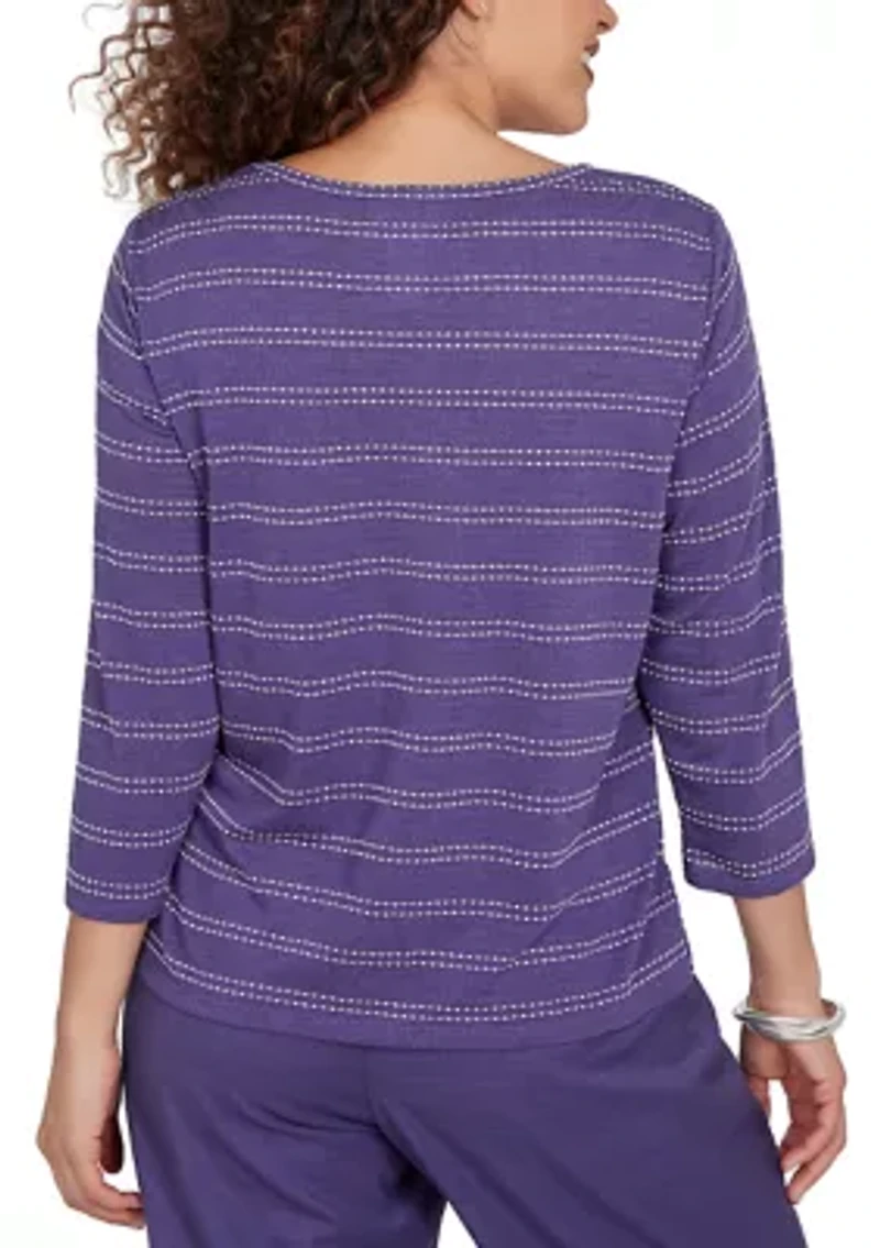 Women's Bazaar Mitered Stripe Twist Hem Top