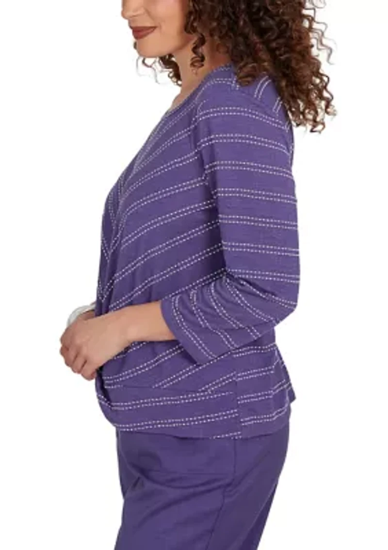 Women's Bazaar Mitered Stripe Twist Hem Top