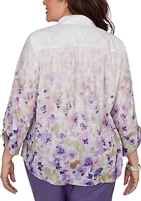 Plus Grand Bazaar Floral Border Print Blouse