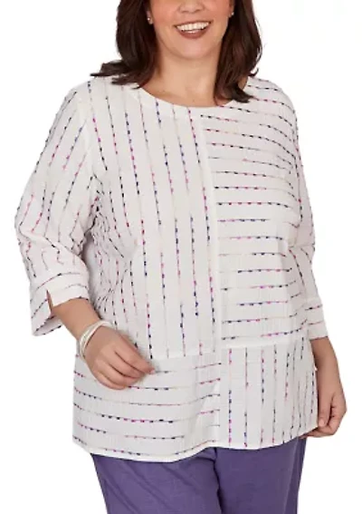 Plus Grand Bazaar Spliced Eyelash Texture Top