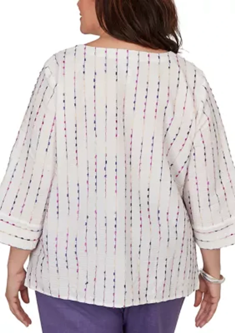 Plus Grand Bazaar Spliced Eyelash Texture Top