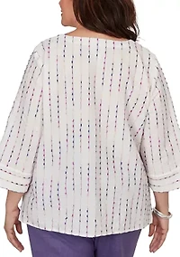 Plus Grand Bazaar Spliced Eyelash Texture Top