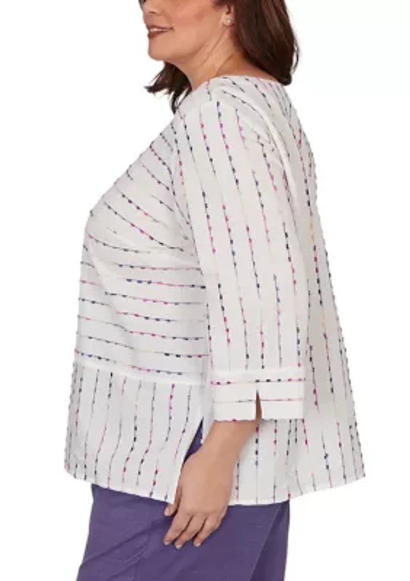 Plus Grand Bazaar Spliced Eyelash Texture Top