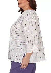 Plus Grand Bazaar Spliced Eyelash Texture Top