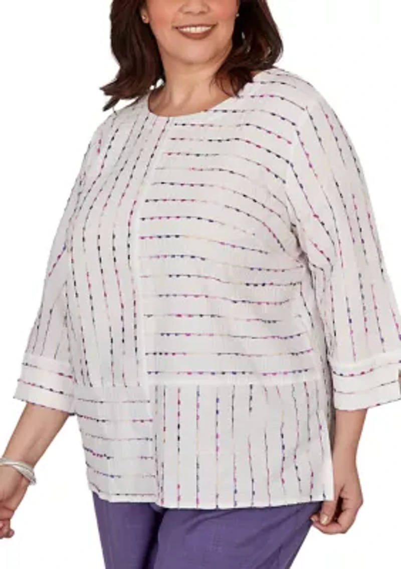 Plus Grand Bazaar Spliced Eyelash Texture Top