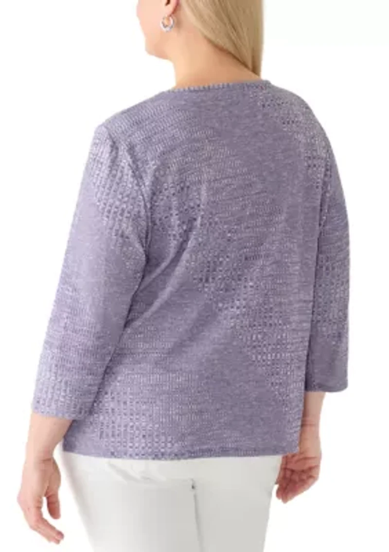 Plus Grand Bazaar Embroidered Rib Knit Top