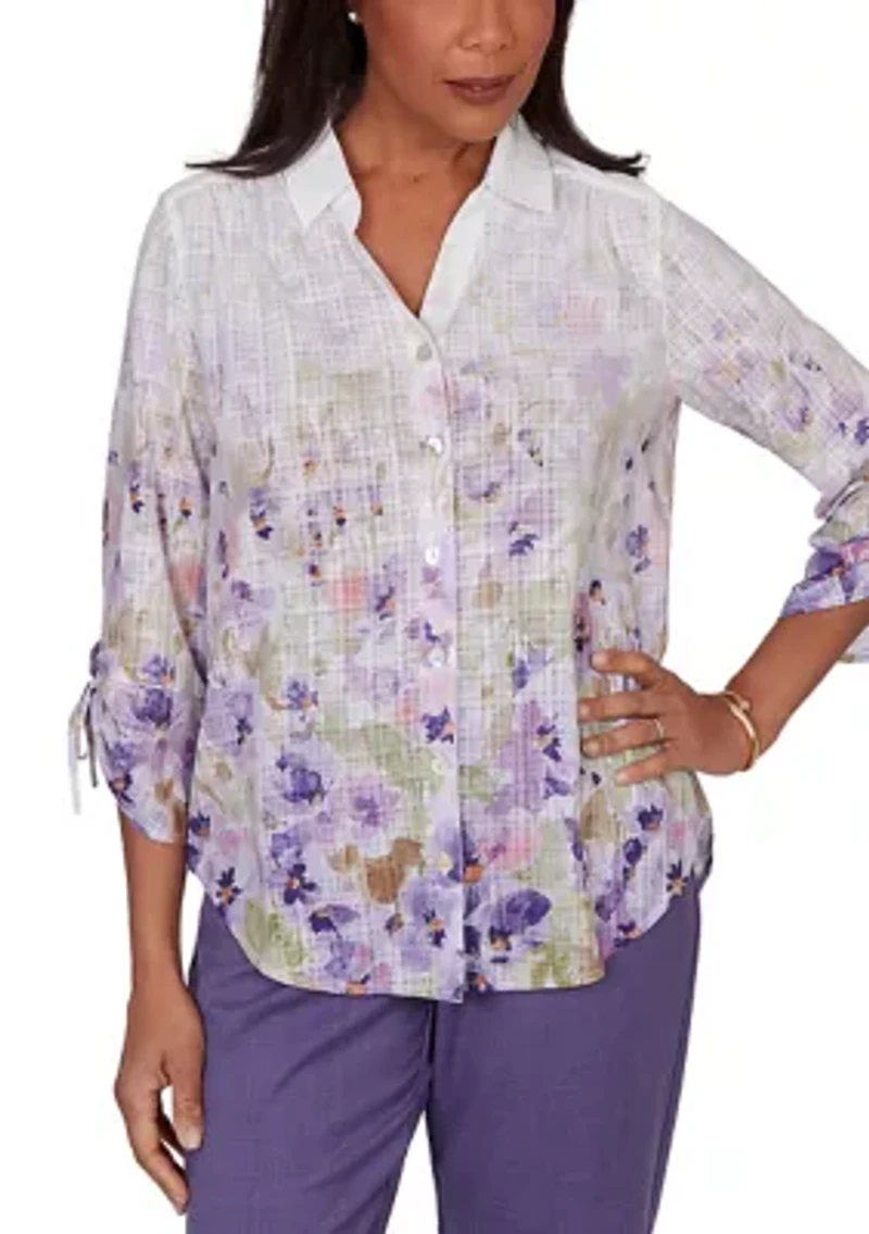 Petite Grand Bazaar Floral Border Print Top