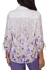 Petite Grand Bazaar Floral Border Print Top