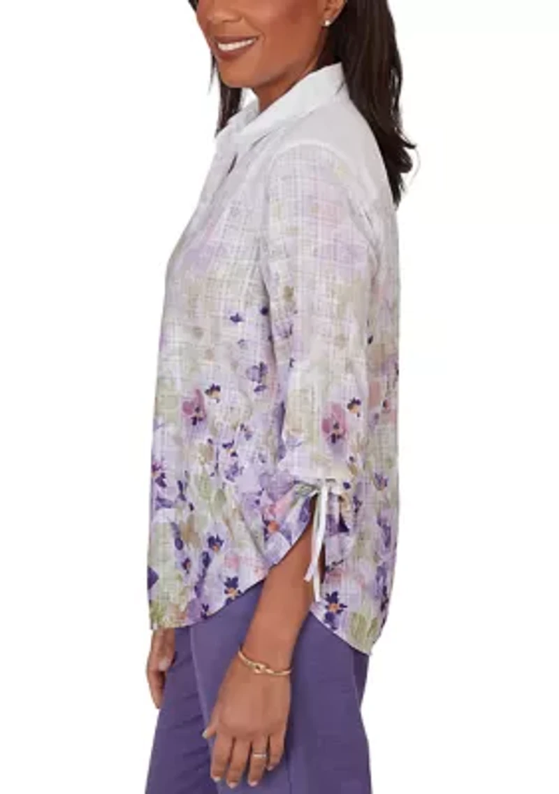 Petite Grand Bazaar Floral Border Print Top