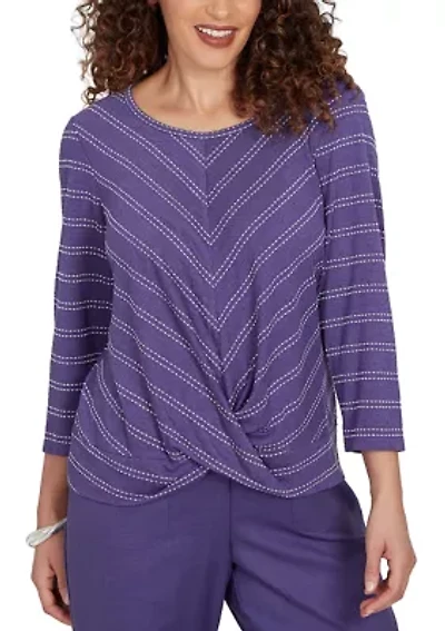 Petite Grand Bazaar Mitered Stripe Twist Hem Top