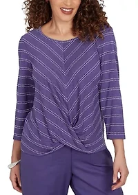 Petite Grand Bazaar Mitered Stripe Twist Hem Top