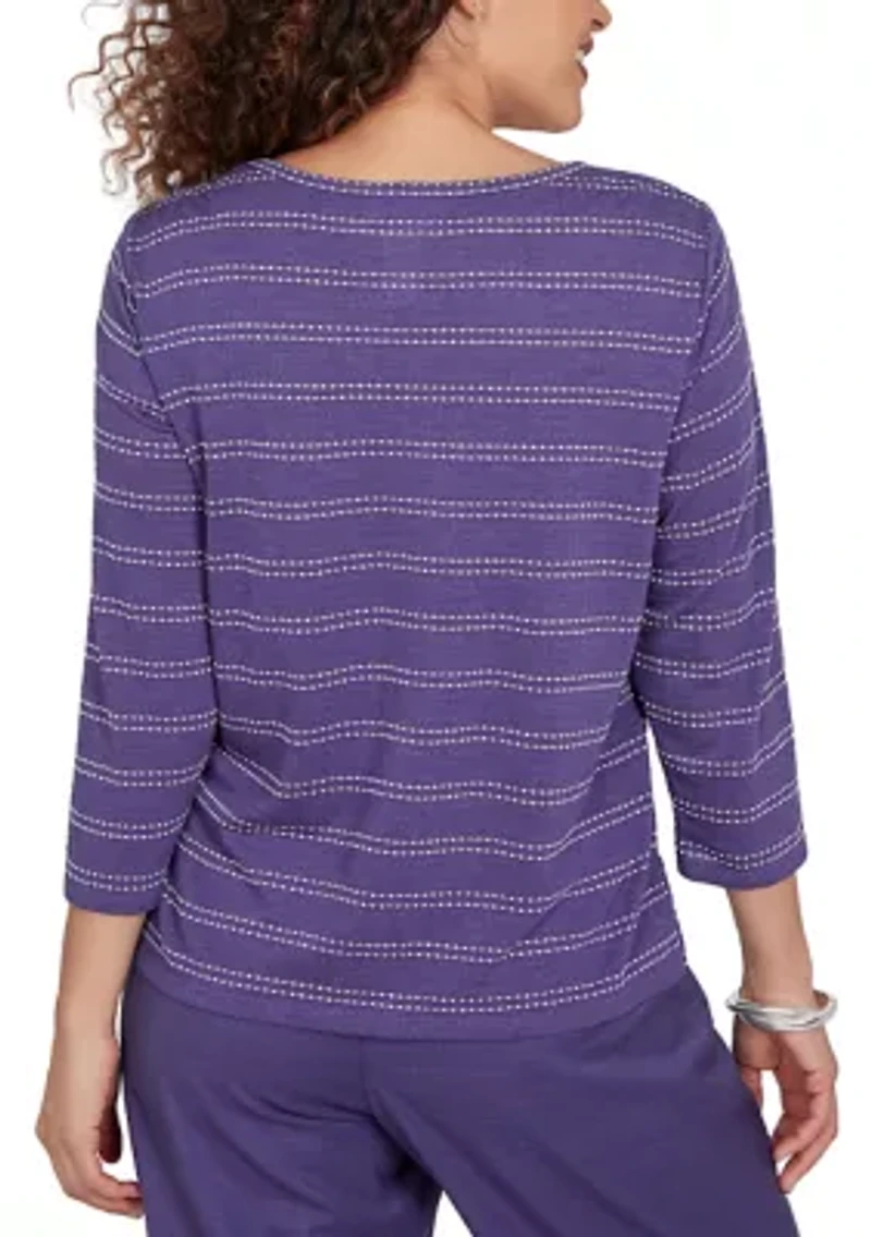 Petite Grand Bazaar Mitered Stripe Twist Hem Top