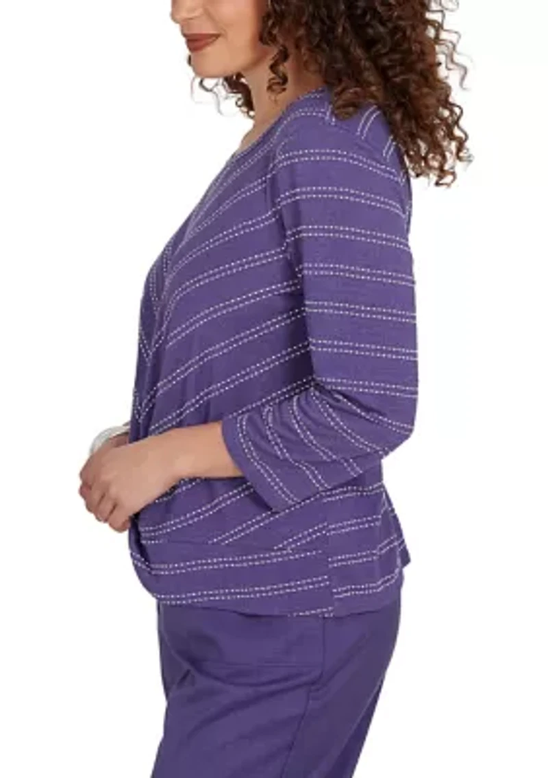 Petite Grand Bazaar Mitered Stripe Twist Hem Top