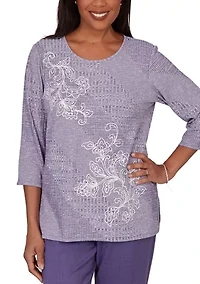 Petite Grand Bazaar Embroidered Rib Top