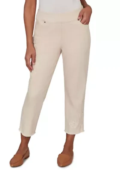 Women's Camden Market Tonal Floral Ankle Pant with Fringe Cuff