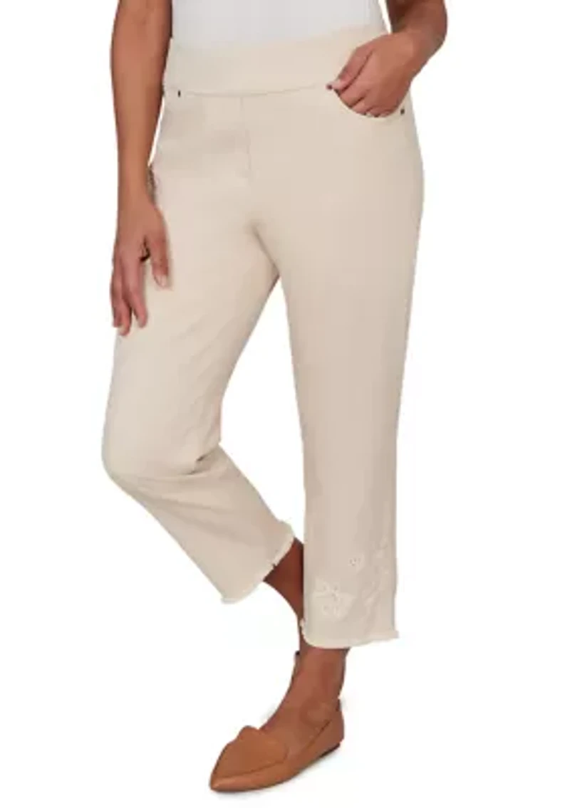 Women's Camden Market Tonal Floral Ankle Pant with Fringe Cuff