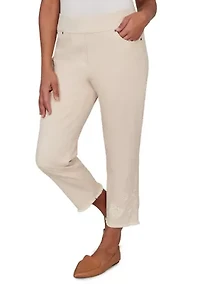 Women's Camden Market Tonal Floral Ankle Pant with Fringe Cuff