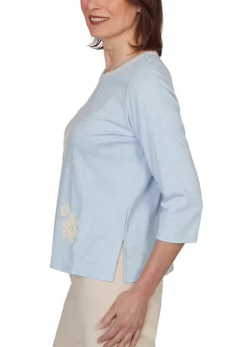 Women's Market Applique Crochet Flowers Top