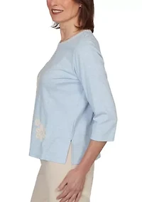 Women's Market Applique Crochet Flowers Top