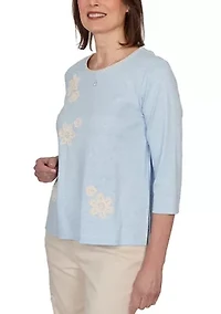 Women's Market Applique Crochet Flowers Top
