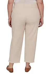 Plus Camden Market Tonal Floral Ankle Pants with Fringe Cuffs