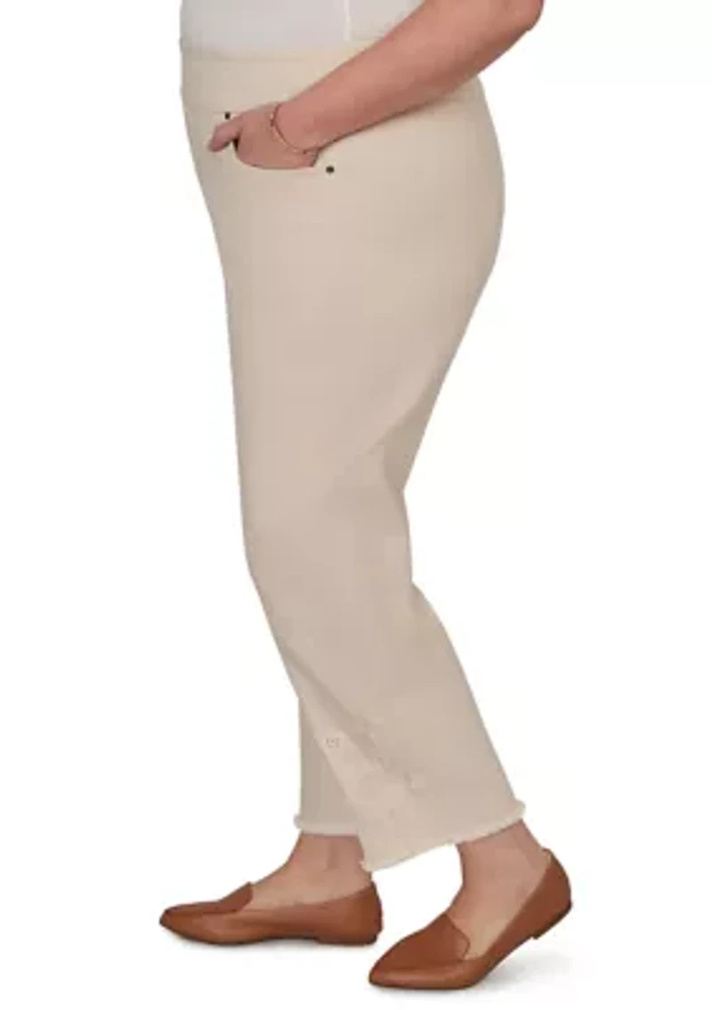 Plus Camden Market Tonal Floral Ankle Pants with Fringe Cuffs
