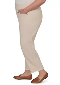 Plus Camden Market Tonal Floral Ankle Pants with Fringe Cuffs