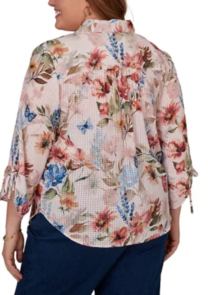 Plus Camden Market Bontanical Floral Button Down Top