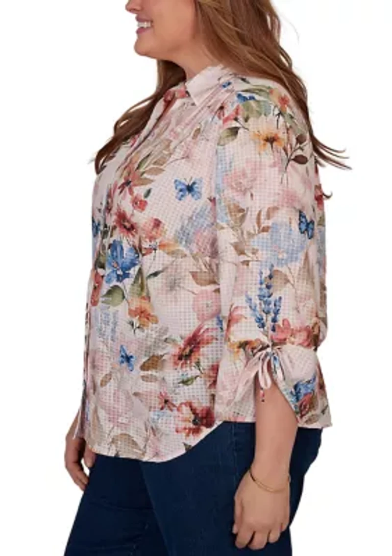 Plus Camden Market Bontanical Floral Button Down Top