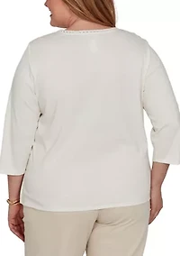 Plus Camden Market Crochet Floral Asymmetric Knit Top