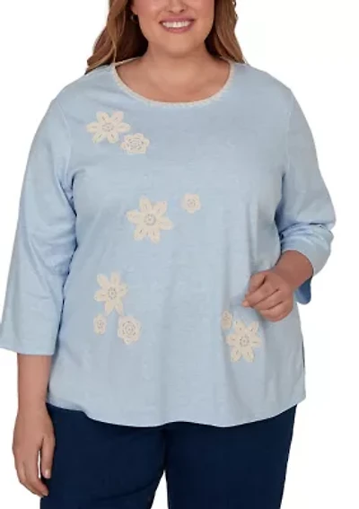 Plus Camden Market Appliqué Crochet Flowers Top