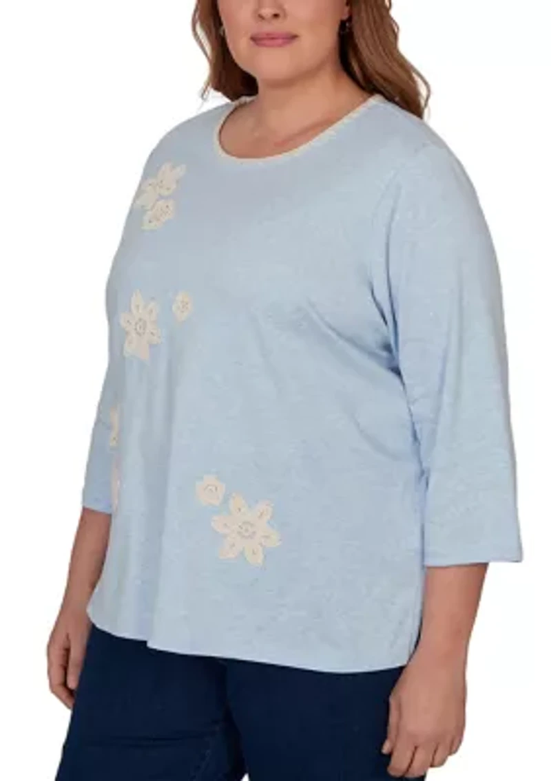 Plus Camden Market Appliqué Crochet Flowers Top