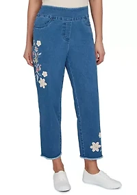 Petite Camden Market Appliqué Crochet Flower Ankle Pants