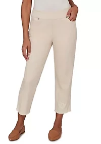 Petite Camden Market Tonal Floral Ankle Pants with Fringe Cuff