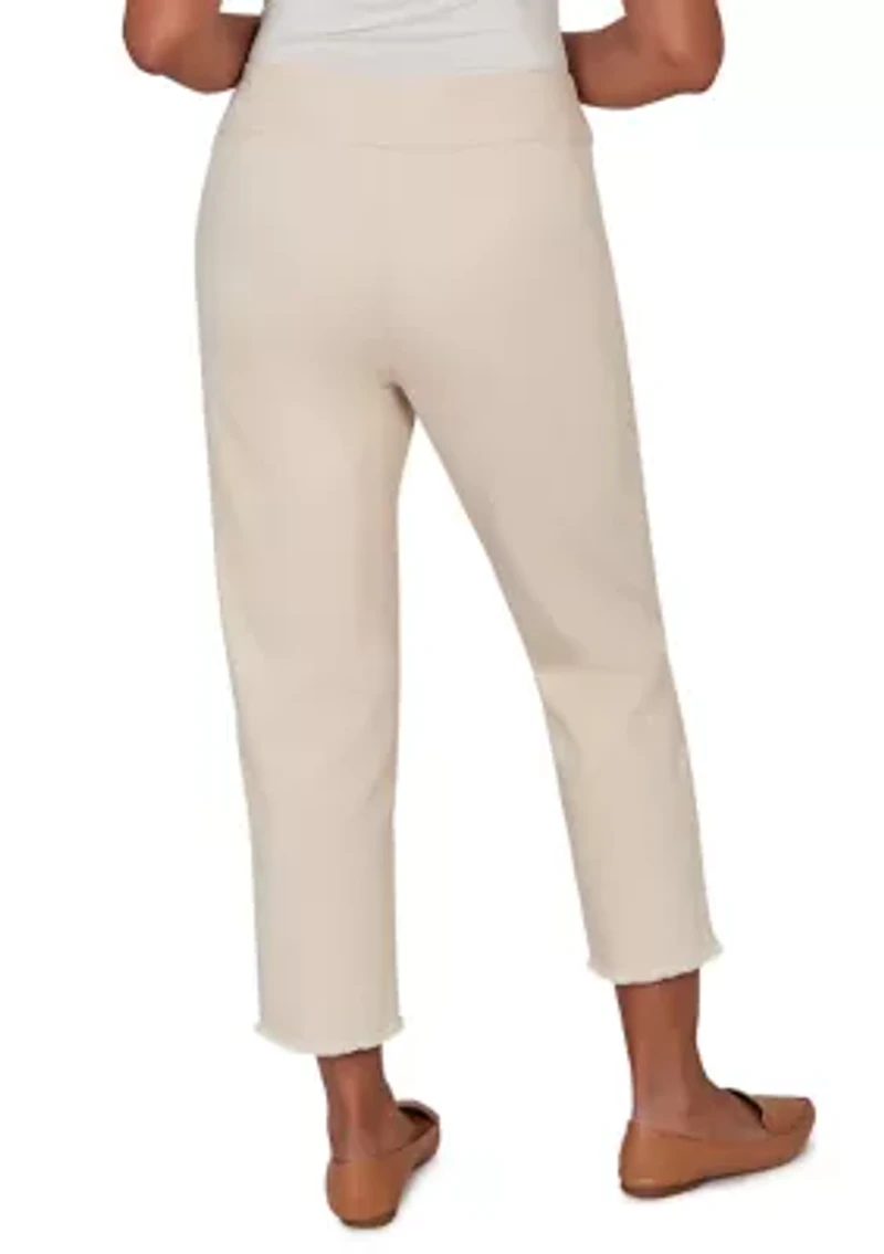 Petite Camden Market Tonal Floral Ankle Pants with Fringe Cuff