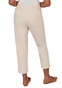 Petite Camden Market Tonal Floral Ankle Pants with Fringe Cuff