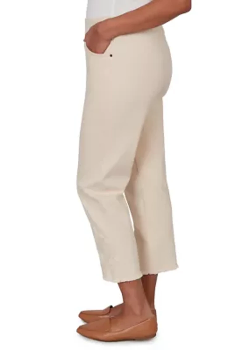 Petite Camden Market Tonal Floral Ankle Pants with Fringe Cuff
