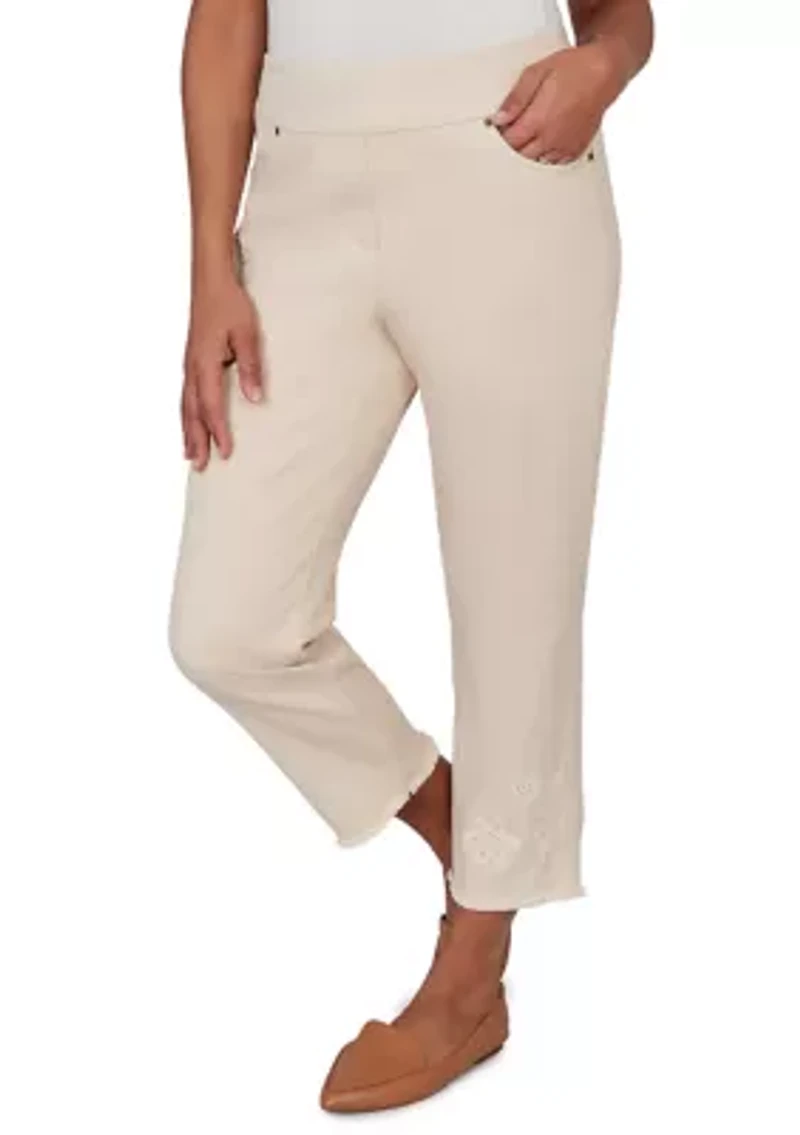 Petite Camden Market Tonal Floral Ankle Pants with Fringe Cuff