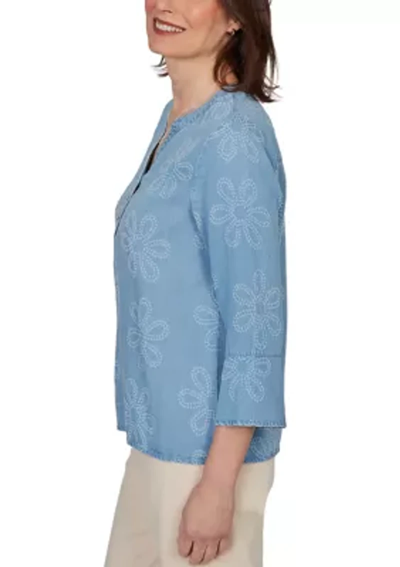 Petite Camden Market Floral Lyocell Top