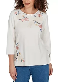 Petite Camden Market Crochet Floral Asymmetric Top