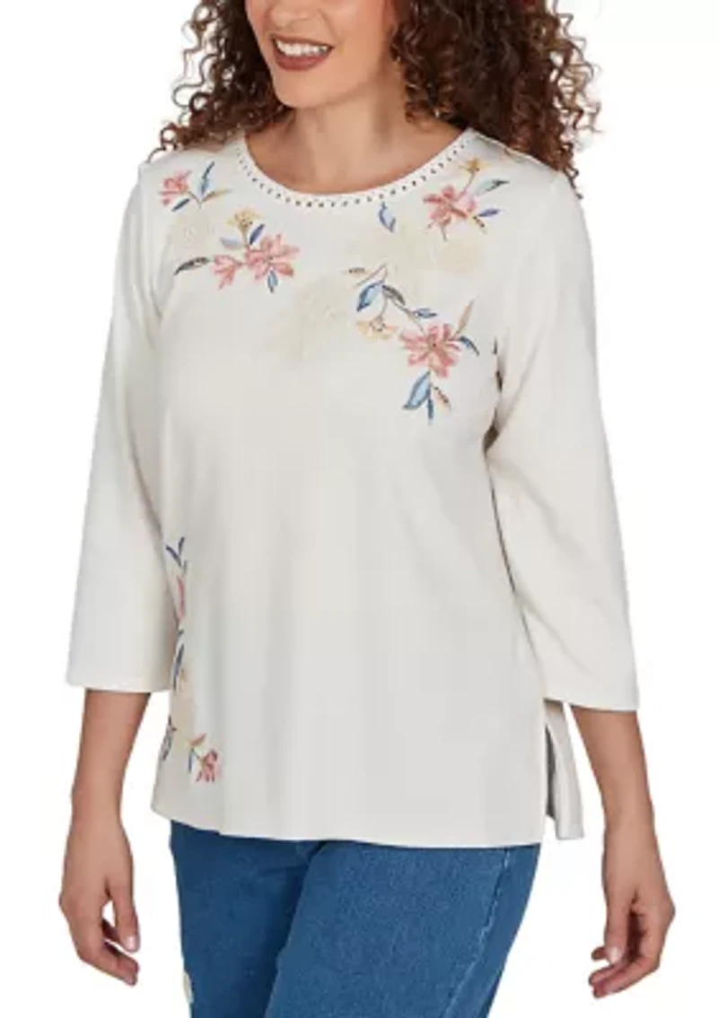 Petite Camden Market Crochet Floral Asymmetric Top