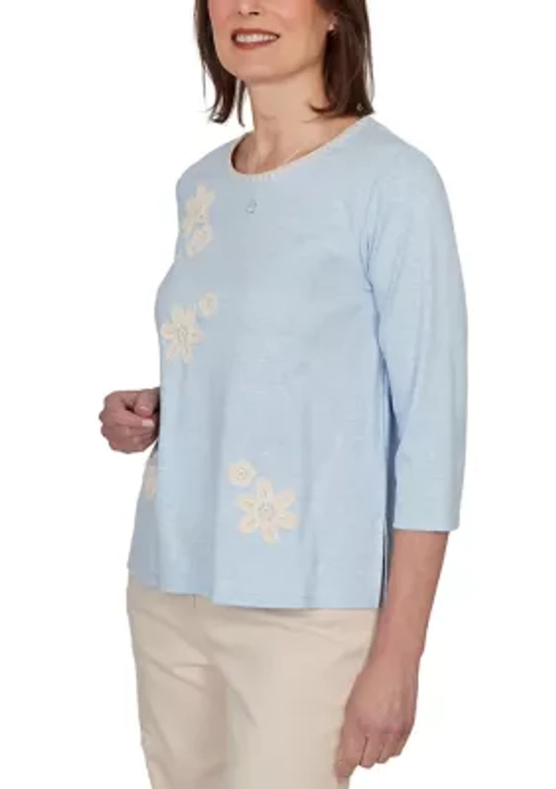 Petite Camden Market Applique Crochet Flowers Top