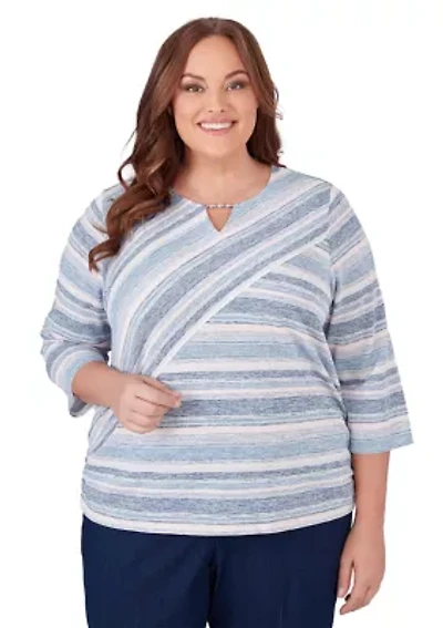 Plus A Fresh Start Spliced Stripe Top