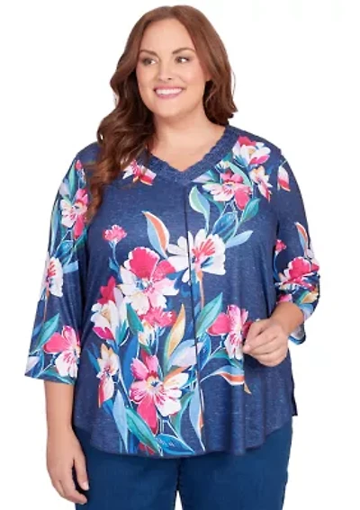 Plus Full Bloom Placed Floral Top