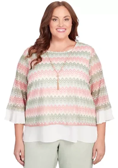Plus English Garden Zig Zag Textured Top
